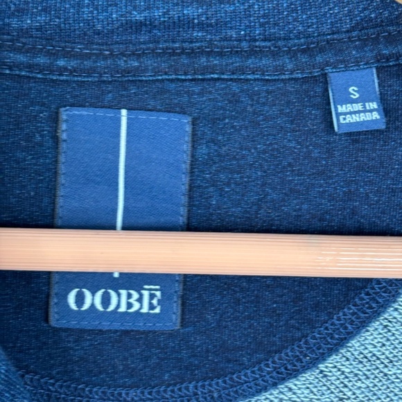 OOBE Shawl Collar Cardigan Sweater S Elbow Patch Indigo Academia Made in Canada - Picture 6 of 11